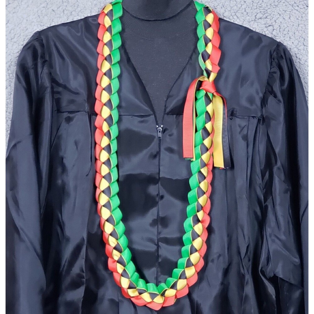 Graduation Ribbon Lei Kente Pan African Colors (or Choose 2, 3, to 4 Colors)